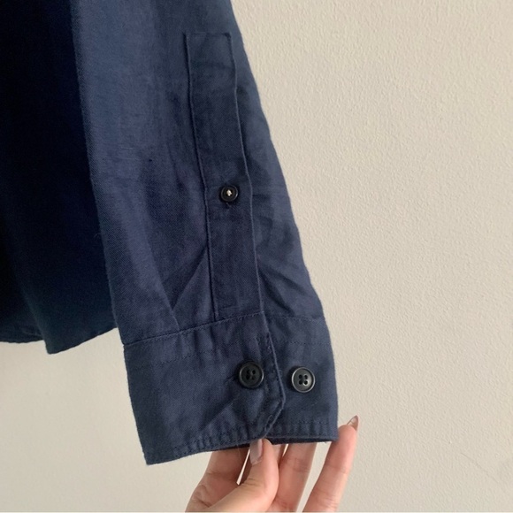 Banana REPUBLIC Heritage Expedition Utility Linen Cotton Blend Shirt Casual Navy - Picture 8 of 15